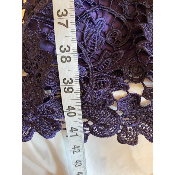 Clocolor Eggplant Purple, Lace Overlay Wiggle Style Dress - See Measurements - Picture 7 of 10